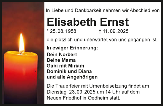 Traueranzeige von Elisabeth Ernst von GESAMT