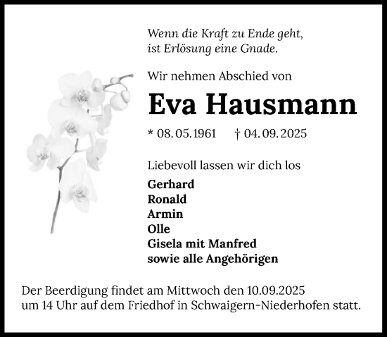 Traueranzeige von Eva Hausmann von GESAMT