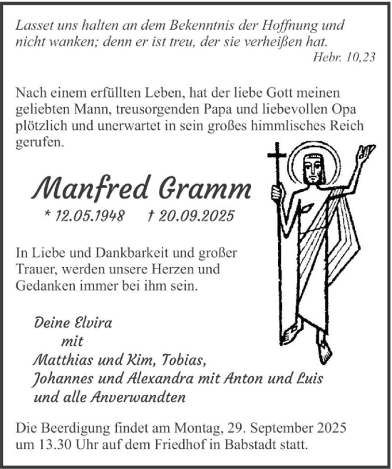 Traueranzeige von Manfred Gramm von GESAMT