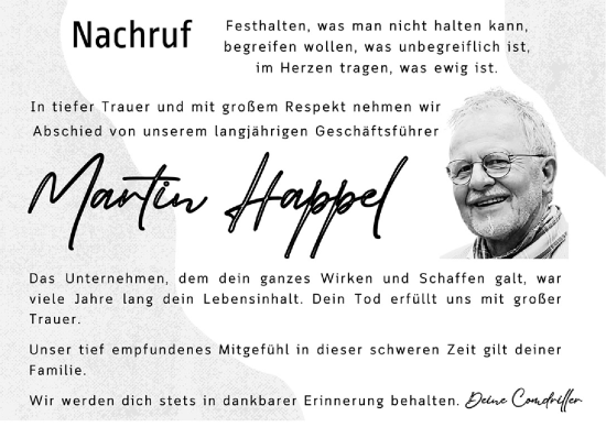 Traueranzeige von Martin Happel von GESAMT