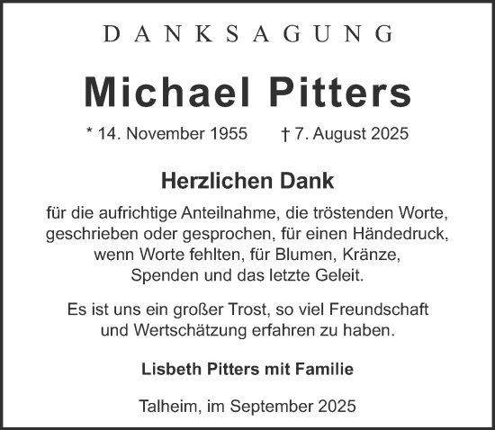Traueranzeige von Michael Pitters von GESAMT