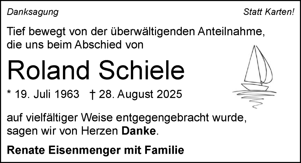  Traueranzeige für Roland Schiele vom 27.09.2025 aus GESAMT