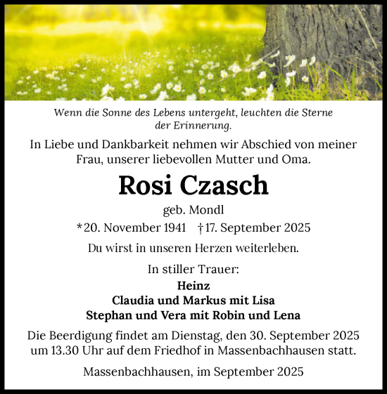 Traueranzeige von Rosi Czasch von GESAMT