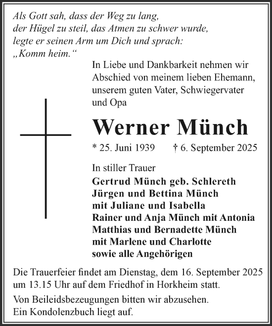 Traueranzeige von Werner Münch von GESAMT