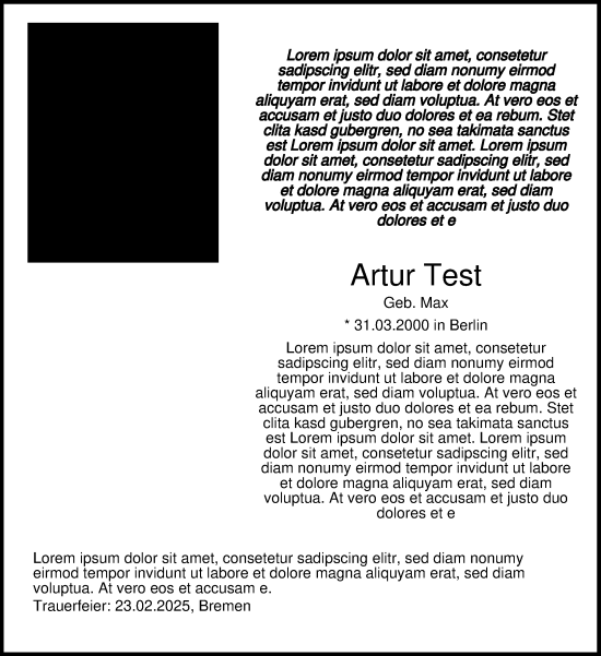 Traueranzeige von Artur Test von Online-Ausgabe