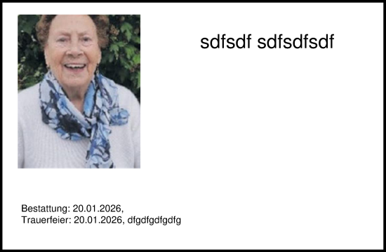 Traueranzeige von sdfsdf sdfsdfsdf von Online-Ausgabe
